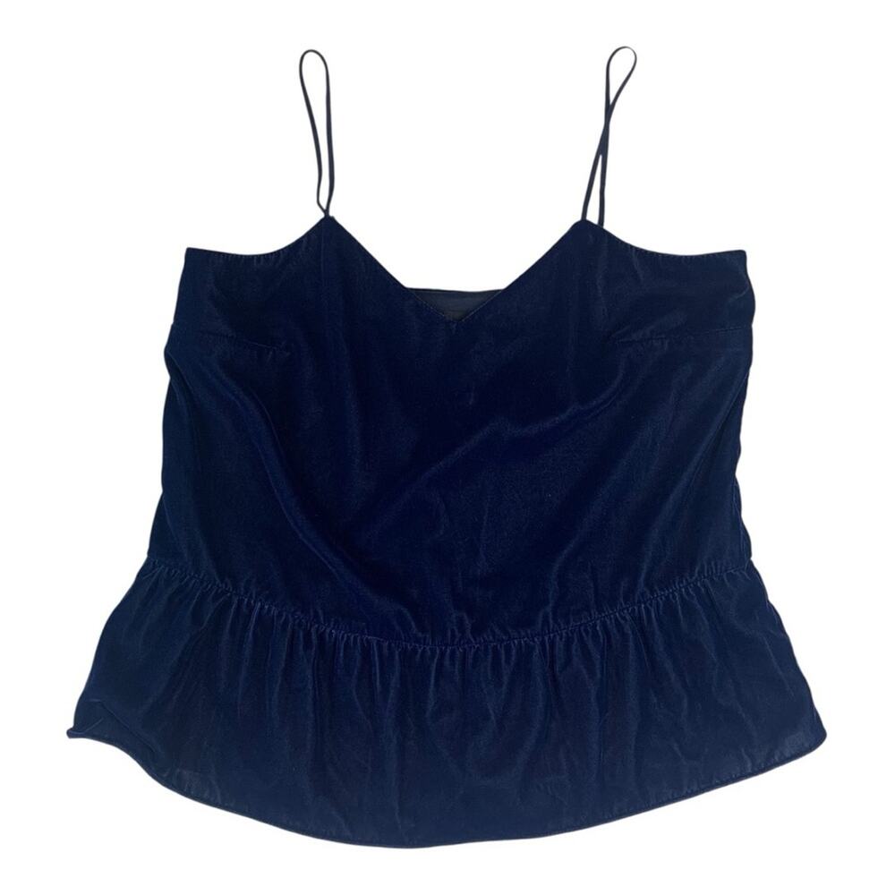 J. Crew size 8 medium velour Blue Fitted Peplum Camisole tank top